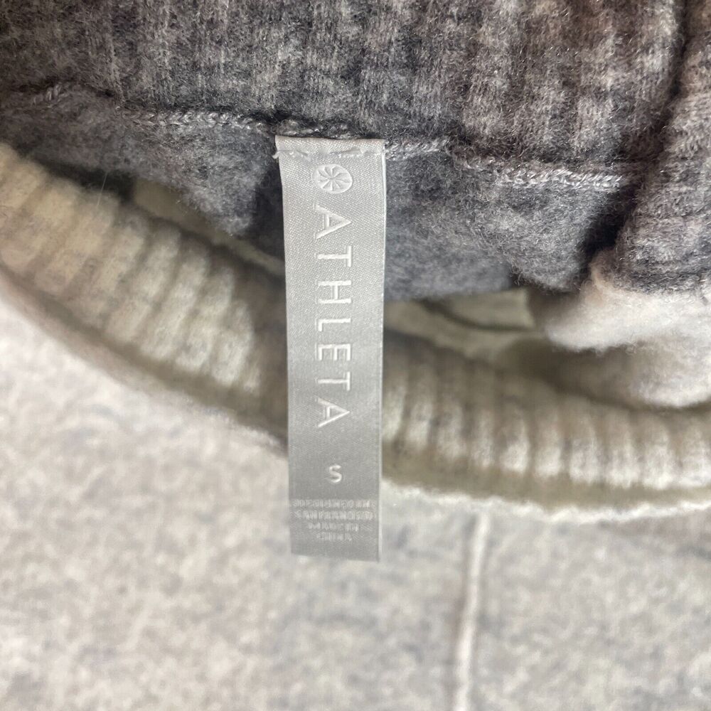 Athleta Two Tone Gray Merino Wool Blend Solid Turtleneck Ribbed Sweater Size S - Picture 3 of 7